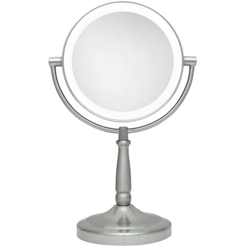 Zadro - Cordless Dual-Sided LED Lighted Vanity Mirror - Satin Nickel