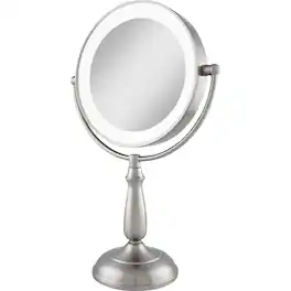 Zadro - Dimmable Touch Dual-Sided LED Lighted Mirror - Satin Nickel