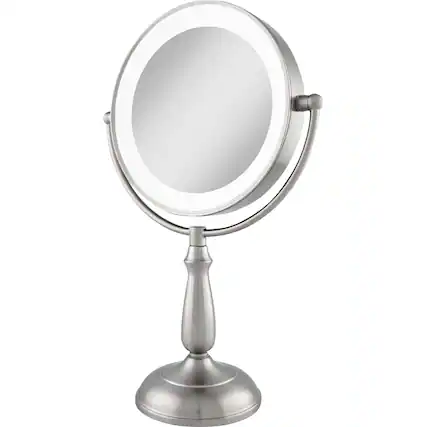 Left. Zadro - Dimmable Touch Dual-Sided LED Lighted Mirror - Satin Nickel.