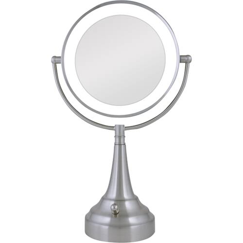 Alt View 11. Zadro - Cordless Dual-Sided LED Lighted Round Vanity Mirror - Satin Nickel.