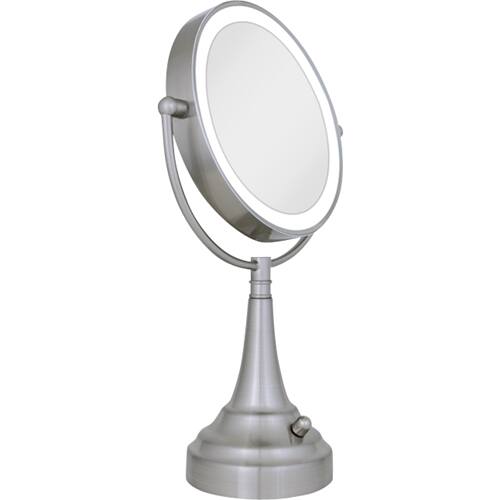 Alt View 12. Zadro - Cordless Dual-Sided LED Lighted Round Vanity Mirror - Satin Nickel.