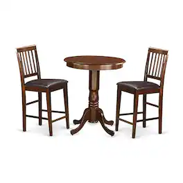 East West Furniture - 3 Pc counter height Dining set - Small Kitchen Table and 2 bar stools - Mahogany