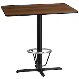 Flash Furniture - Stiles 30'' x 42'' Rectangular Walnut Laminate Table Top with 23.5'' x 29.5'' Bar Height Table Base and Foot Ring - Brown
