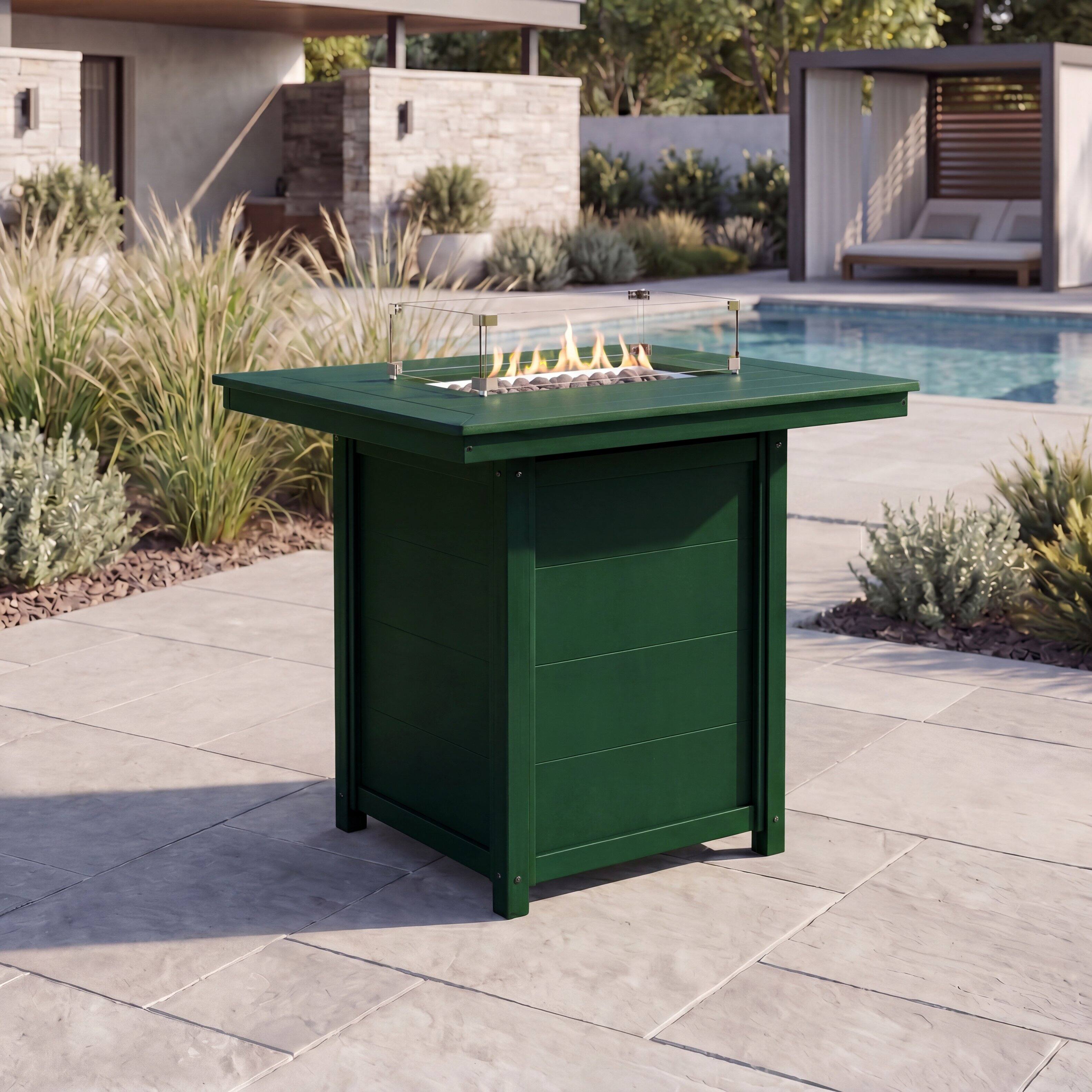 Angle. WestinTrends - WestinTrends Helios 46" Modern Outdoor Patio Gas Propane Rectangle Fire Pit Table - Dark Green.