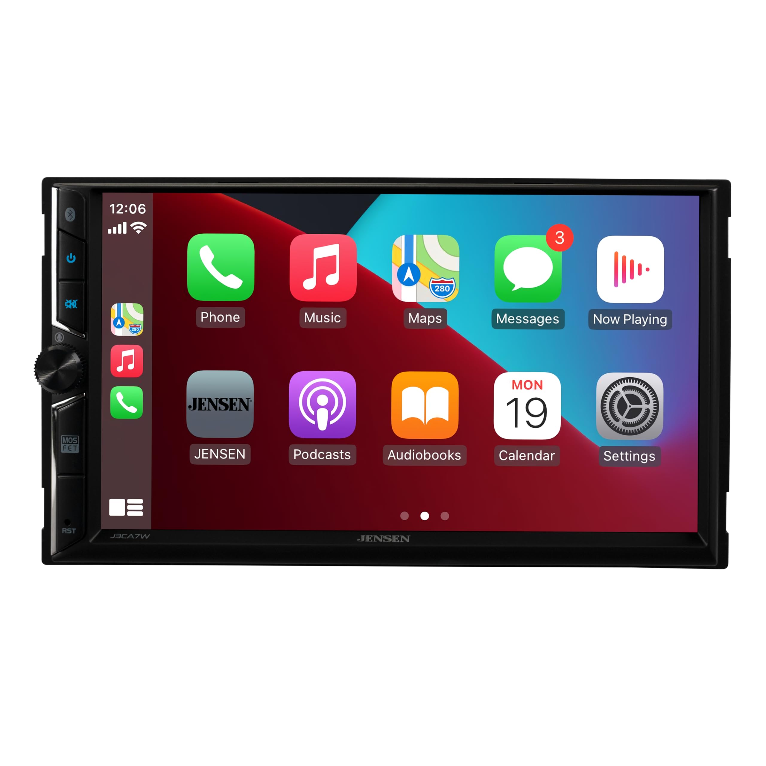 Jensen - J3CA7W 7" Double DIN Touchscreen Car Stereo | Wireless CarPlay Android Auto | Bluetooth | USB | Backup Cam Input - Black