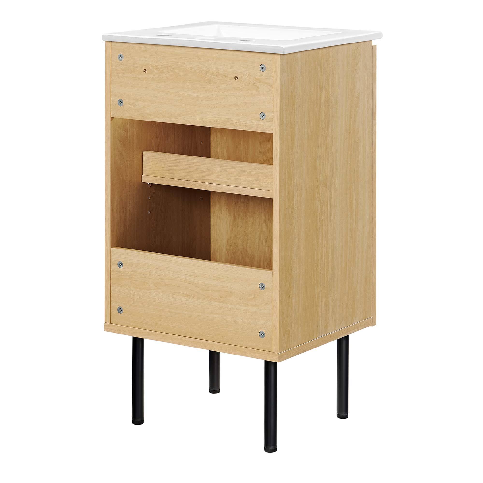 Alt View 5. Modway - Chaucer Bathroom Vanity with White Basin Included by Modway - Oak White.