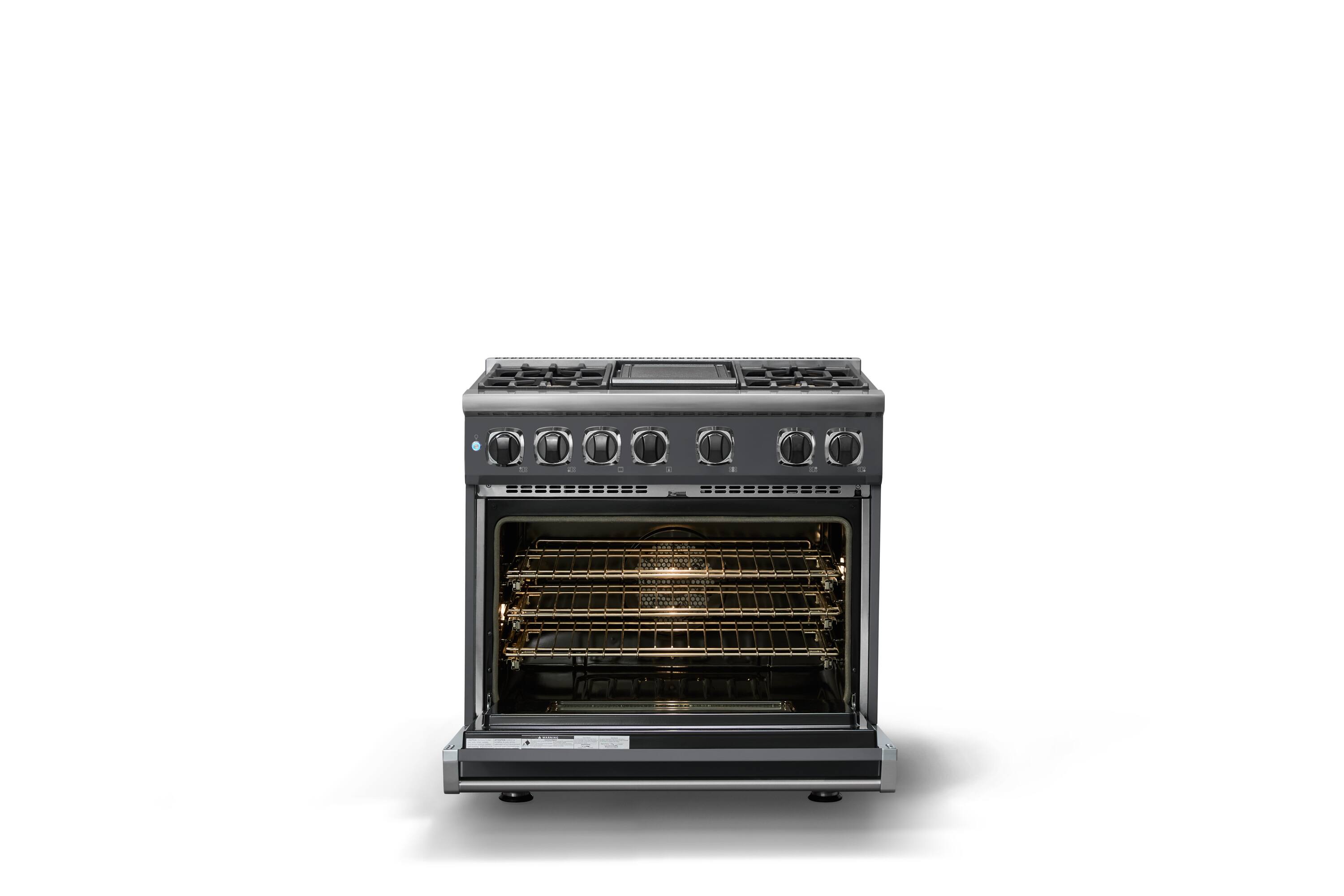 Alt View 2. Viking - 36 in. Wide 4 Burner Freestanding 7 Series Dual Fuel Self-Clean Range - Cast Black.