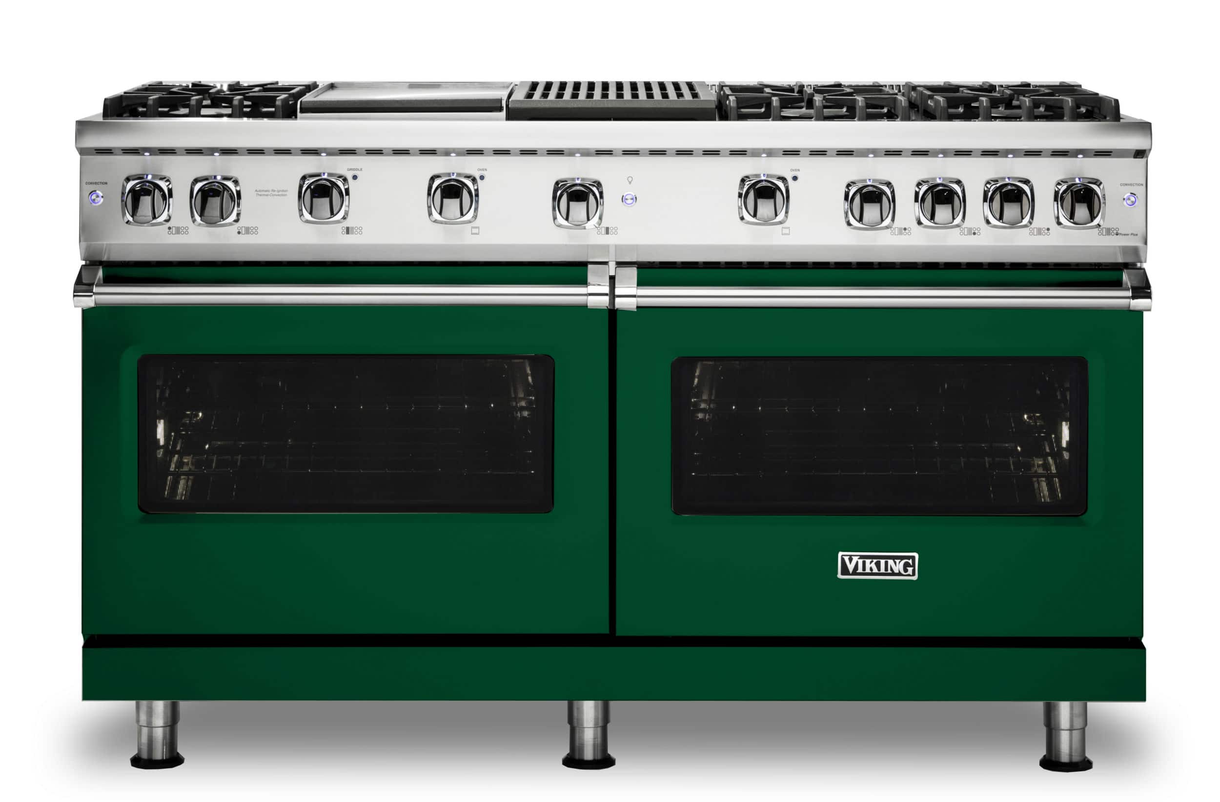 Viking - 8.0 Cu. Ft. 60"W. Professional 5 Series Freestanding Double Oven Gas Convection Range - Ivy