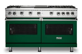 Viking - 8.0 Cu. Ft. 60"W. Professional 5 Series Freestanding Double Oven Gas Convection Range - Ivy