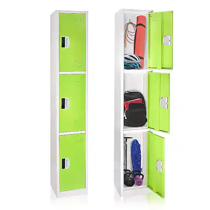 Front. AdirOffice - Storage Locker 629-Series 72" H 3-Tier Steel Compartment Digital Lock Locker - Green.