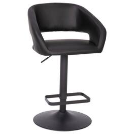 Flash Furniture - Erik Contemporary Vinyl Adjustable Height Barstool with Rounded Mid-Back and Base - Black