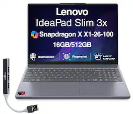 Lenovo - Upgraded - IdeaPad Slim 3x Laptop 15.3 WUXGA (Qualcomm Snapdragon X X1-26-100, 16GB LPDDR5X, Win 11 Pro) w/USB Hub - Luna Grey