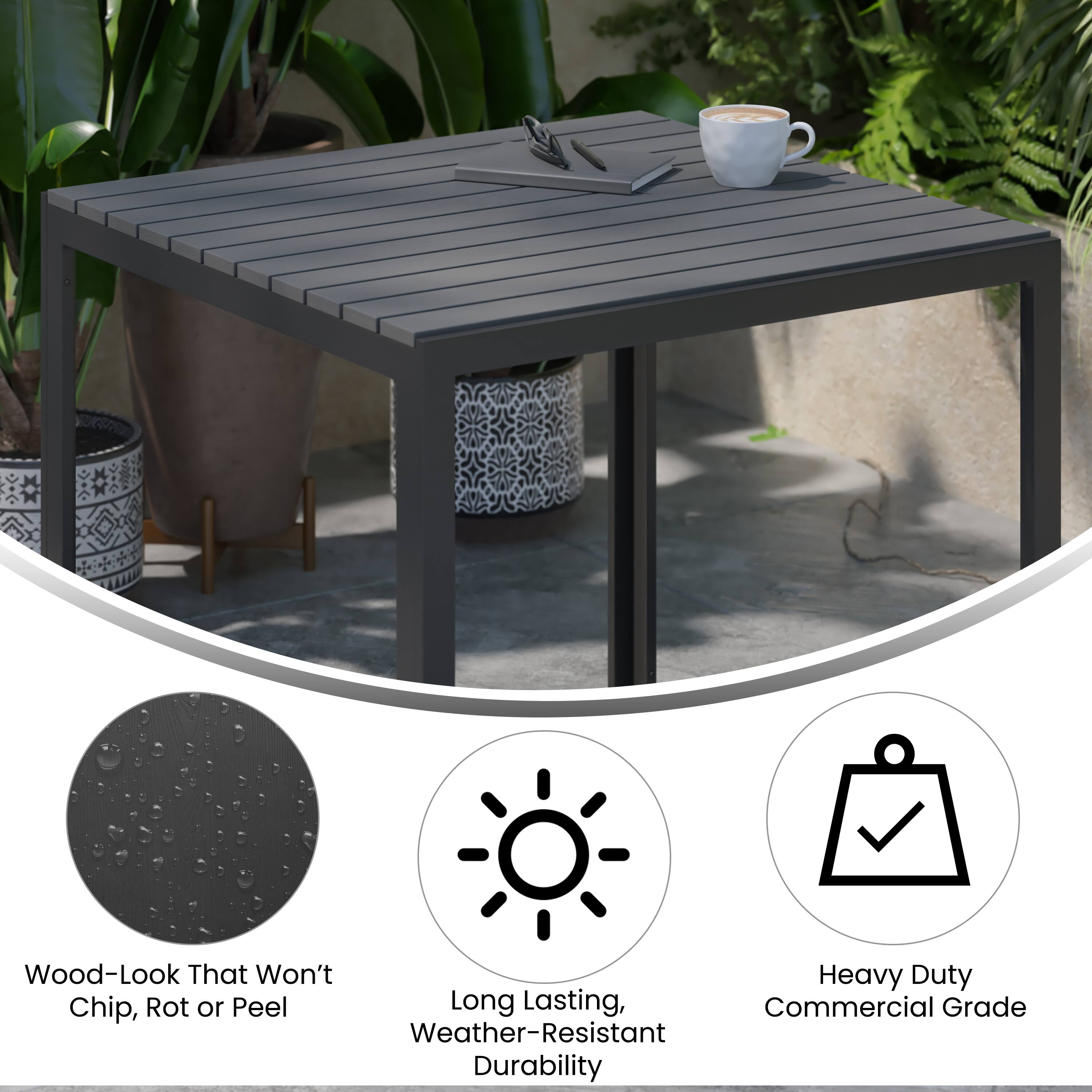 Wood-Look That Won't Chip, Rot or Peel  
Long Lasting, Weather-Resistant Durability  
Heavy Duty Commercial Grade