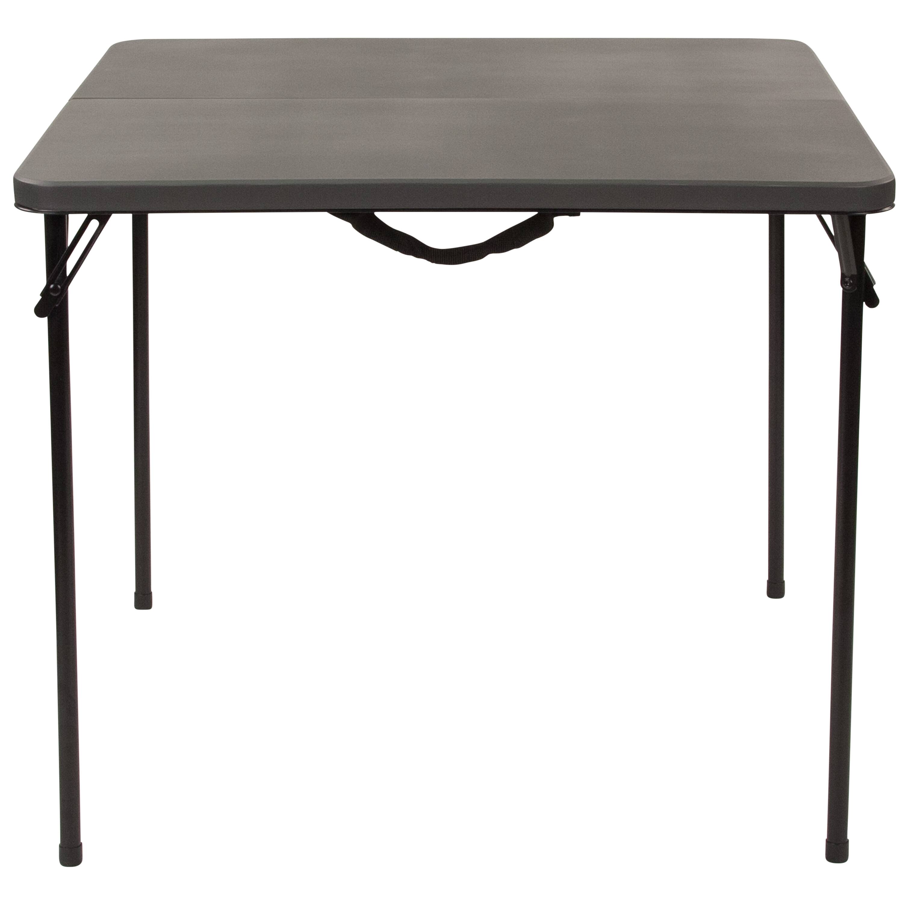 Alt View 11. Alamont Home - 2.83-Foot Square Bi-Fold Plastic Folding Table with Carrying Handle - Dark Gray.