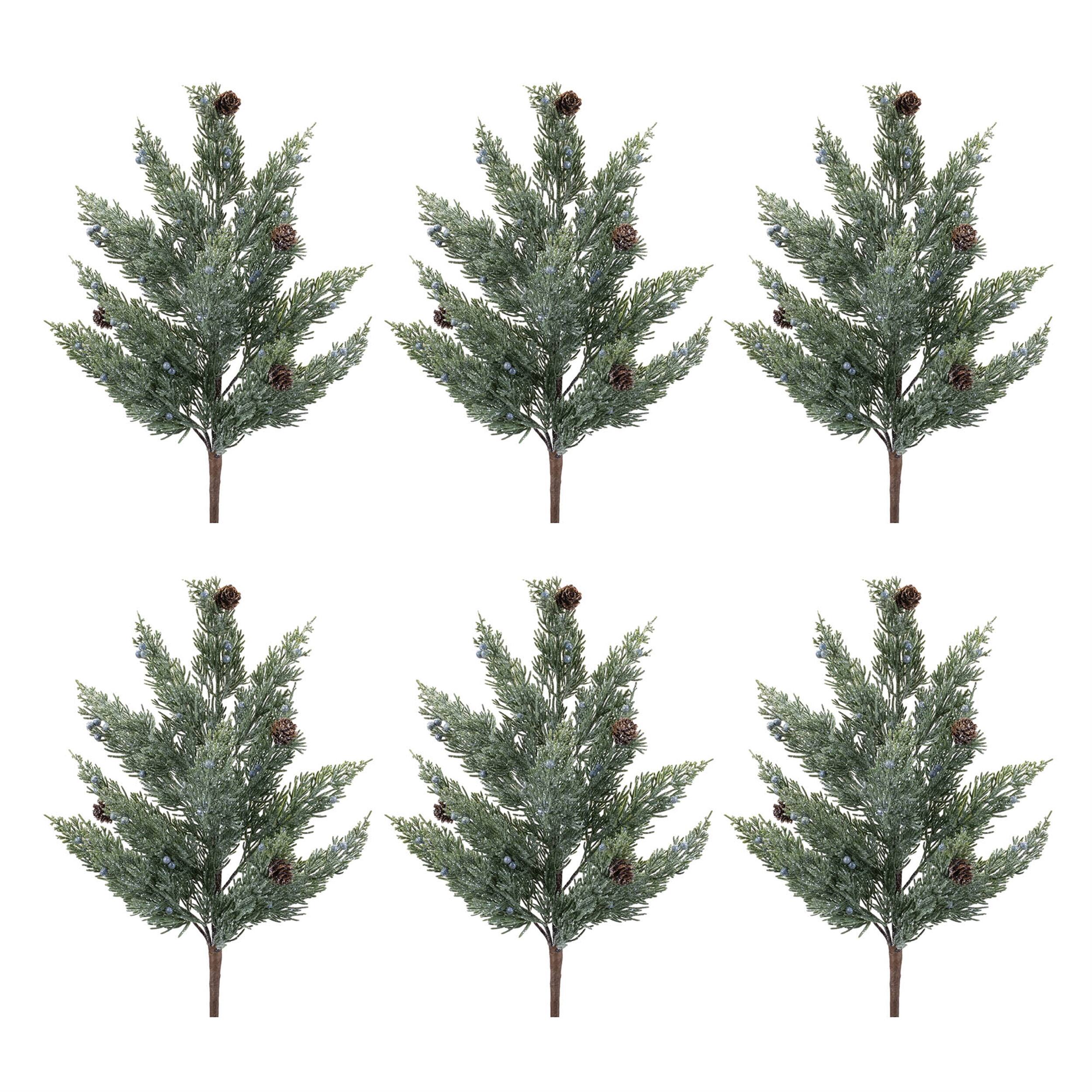 Left. BreeBe - Glittered Juniper Spray (Set of 6) - Green, Blue.