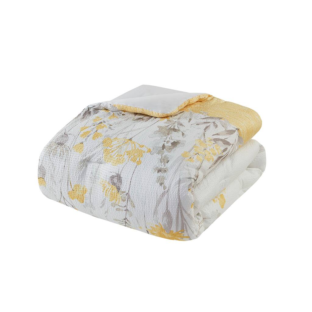 Alt View 3. Gracie Mills - Gracie Mills 5-Piece Cottage Farmhouse Floral Seersucker Comforter Set - Yellow.