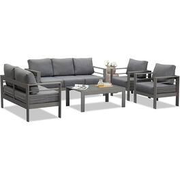 Mondawe - 5 Pieces Aluminum Outdoor Conversation Set with Cushions - Brown