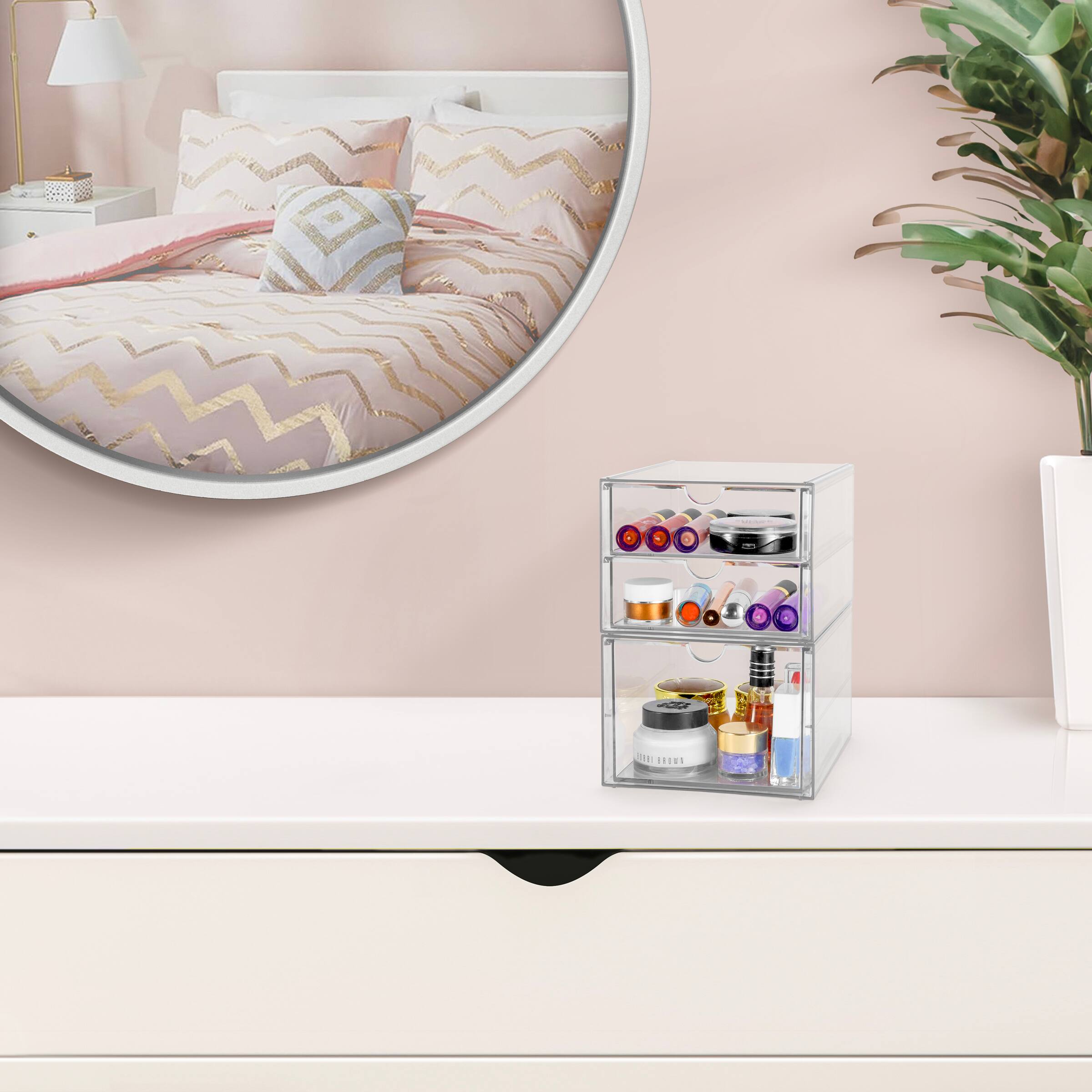 Back. Sorbus - Sorbus 3 Drawers Acrylic Organizer for Makeup, Organization and Storage, Art Supplies, Jewelry,- 2 Pcs Clear - Clear.