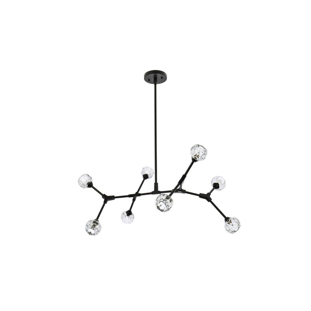 Back. Elegant Lighting - Zayne 8 Light Pendant in Black - Black And Clear.