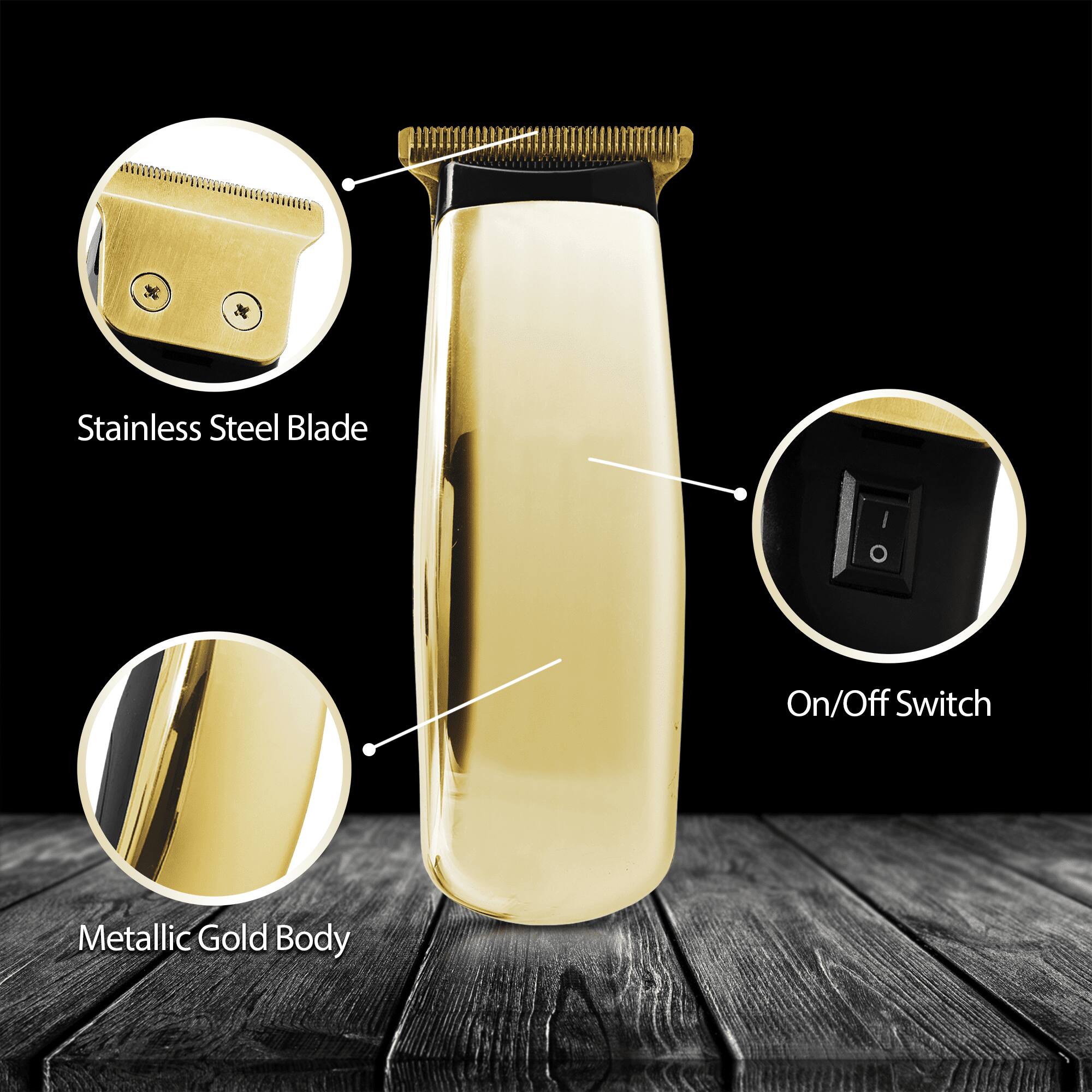 Stainless Steel Blade  
I O On/Off Switch  
Metallic Gold Body