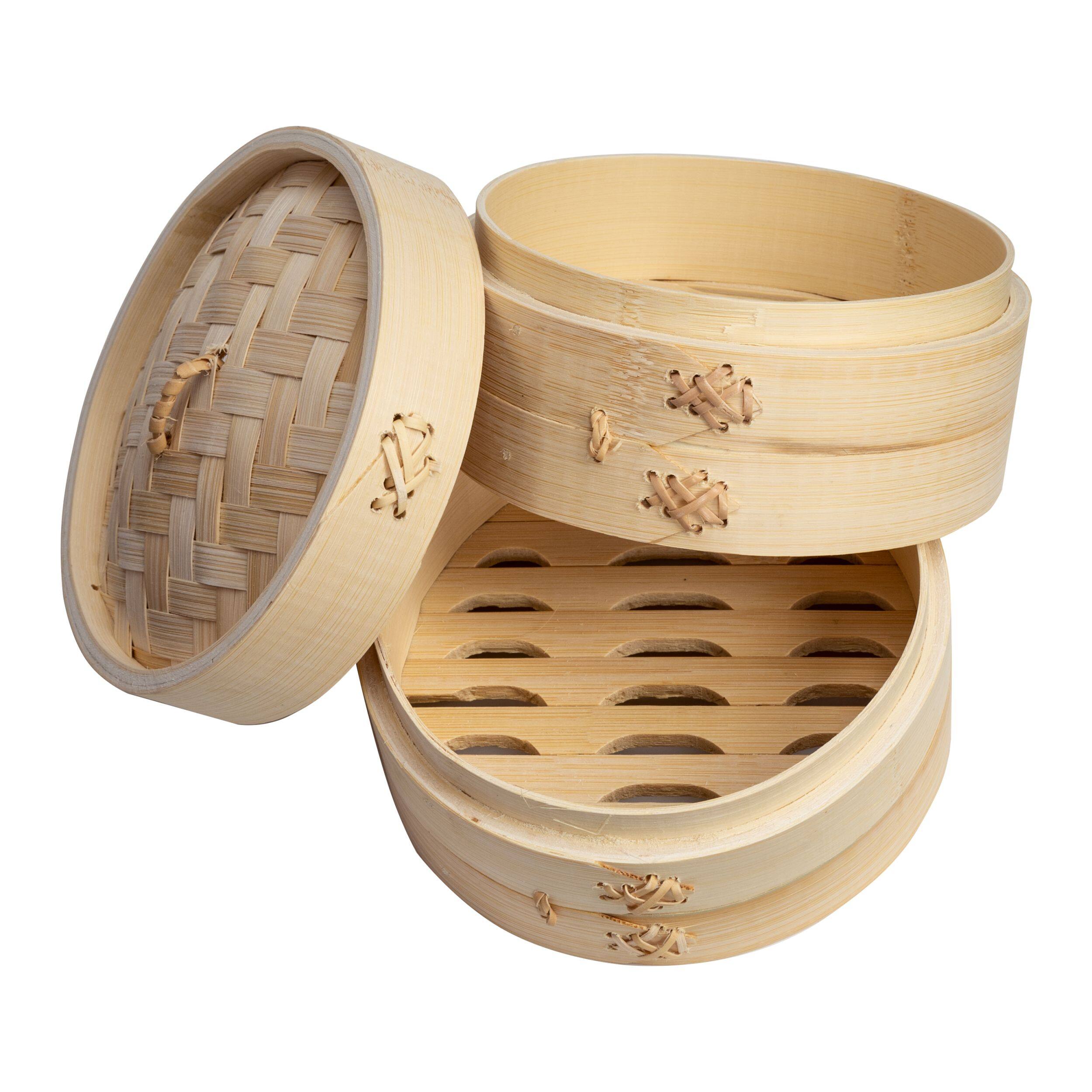 Angle. Escali - Joyce Chen 2-Tier Bamboo Steamer Baskets, 6-Inch - Natural.