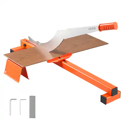Front. VEVOR - 12 inch Vinyl Floor Cutter, 10mm Thick Laminate Flooring Cutter with Cutting Angle Guide, Rubber Handle, Honing Stone - Black & Orange.