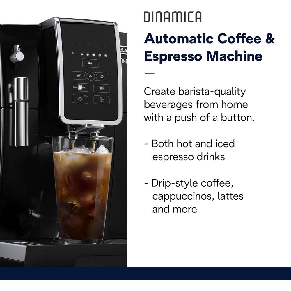 DINAMICA  
Automatic Coffee & Espresso Machine  

Create barista-quality beverages from home with a push of a button.  

- Both hot and iced espresso drinks  
- Drip-style coffee, cappuccinos, lattes and more