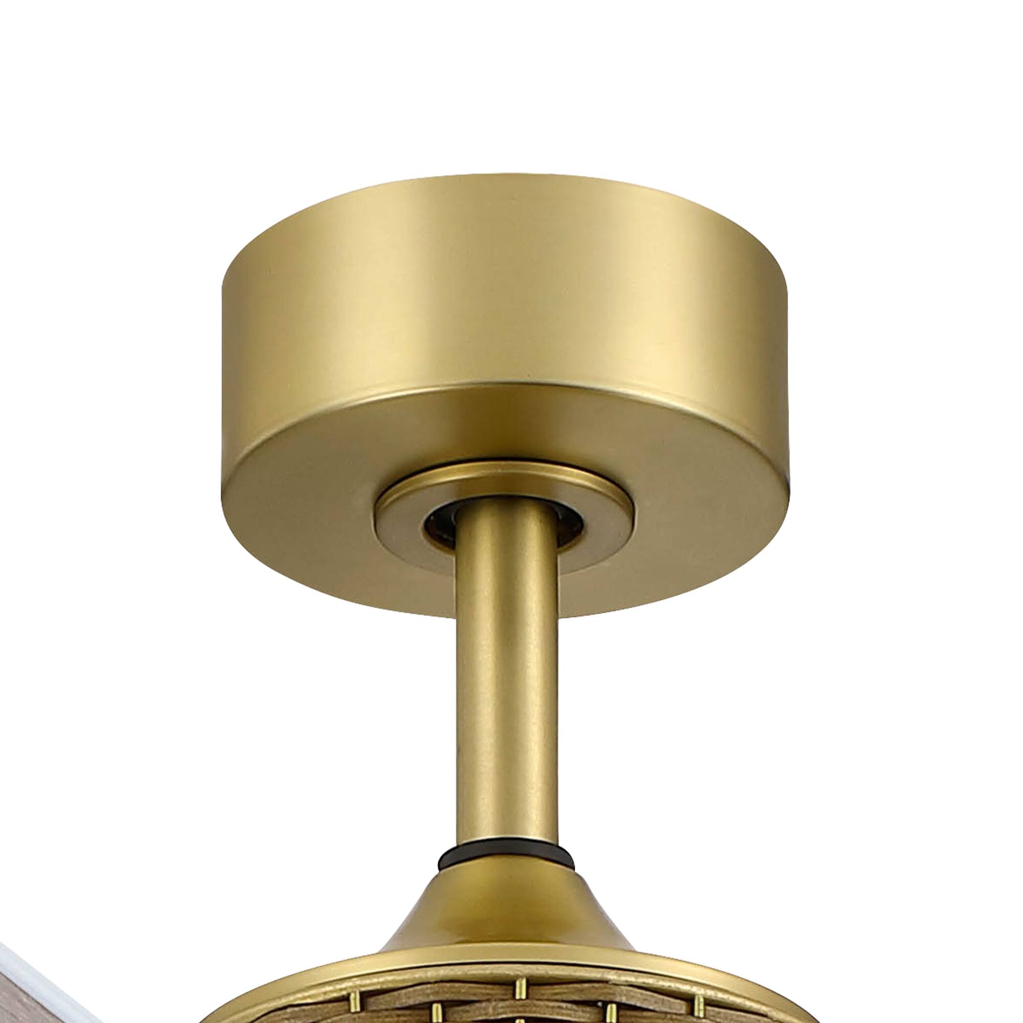 Alt View 10. Parrot Uncle - 52" Weathered Grey Oak Plywood 5-Blade Indoor Ceiling Fan with Remote and No Light - Gold.
