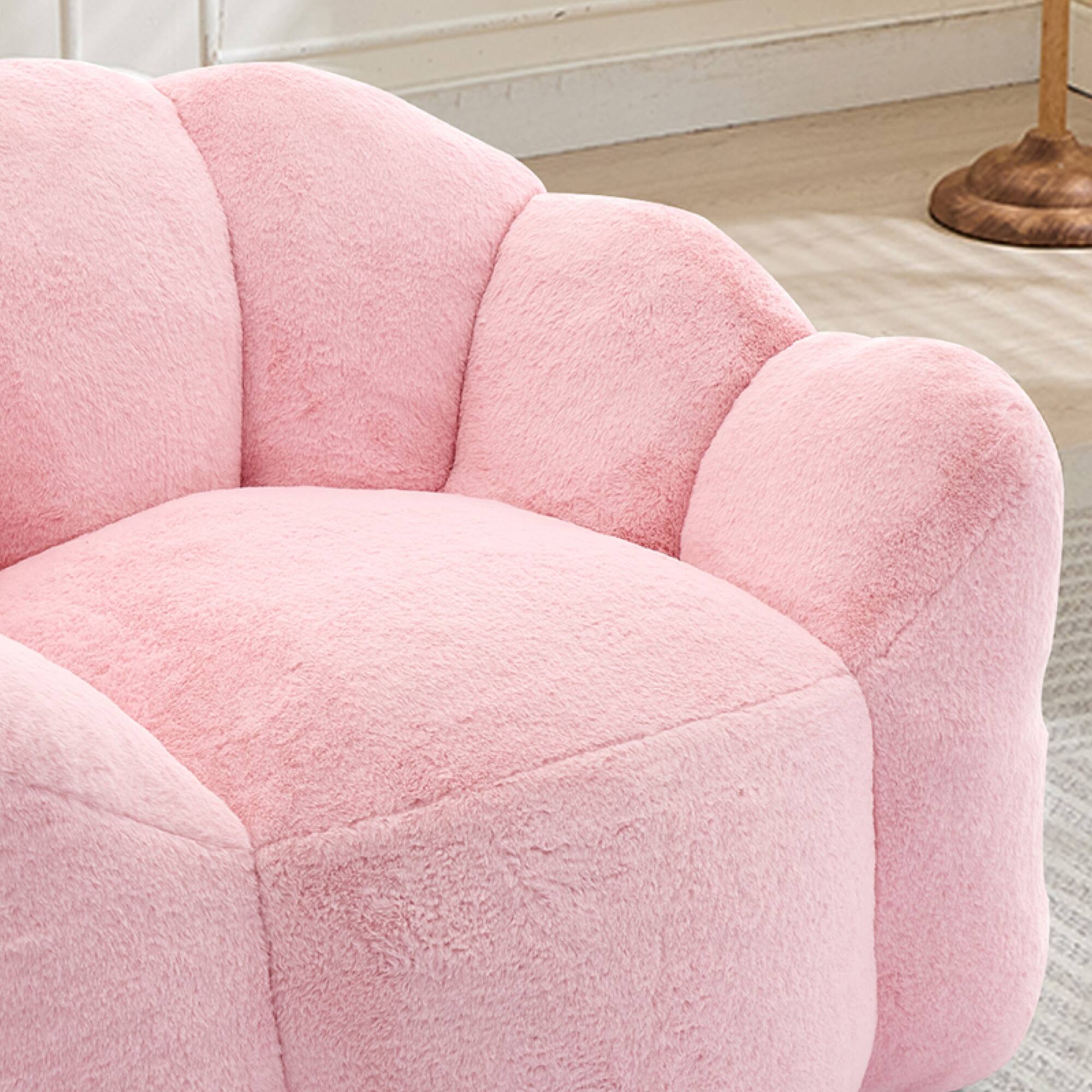 Alt View 4. GOODSILO - Lotus Style Compression Sofa Bean Bag Chair with Pull Ring for Easy Mobility and No Assembly Required - Pink.