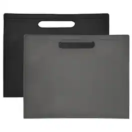 Unique Bargains - 2pcs Leather Folder, 13.3x12.6" Magnetic Leather Document Holder PU Pouch Bag Portfolio Organizer Waterproof - Grey, Black