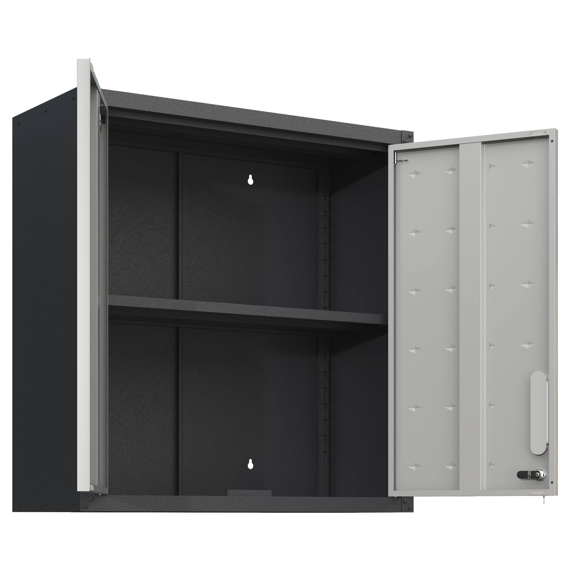 Angle. Dexmalle - Dexmalle-Wall-Mounted Tool Storage Metal Cabinet with Locking Door,suit Office/Warehouse-Black+ Gray.