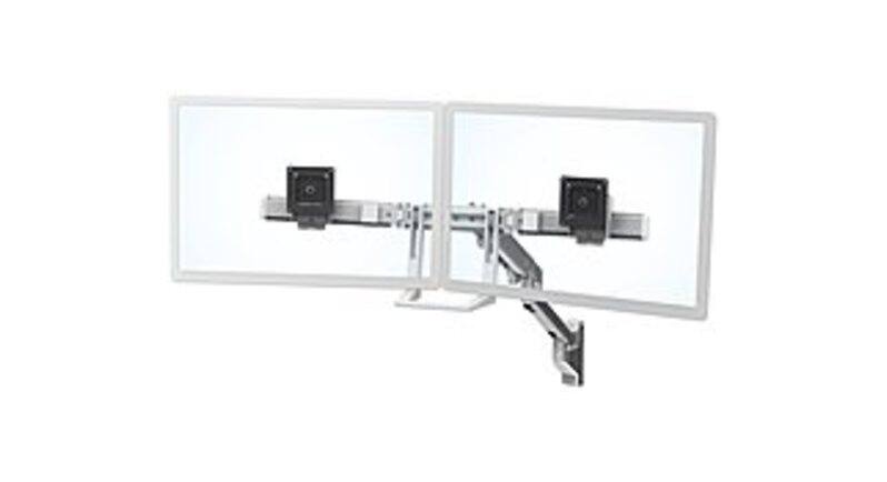 Front. Ergotron - 45-479-026 HX Dual Monitor Wall Mount Arm - White - White.