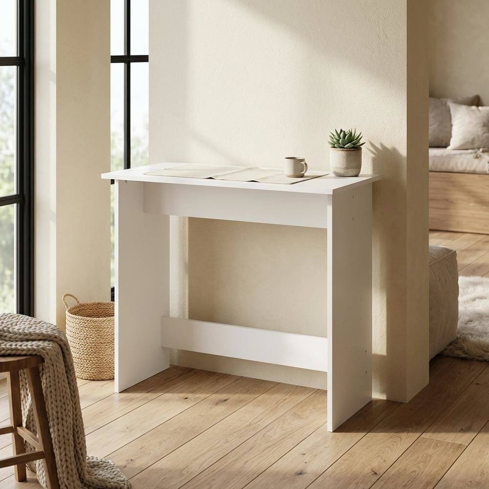 Left. BisonOffice - White Study Table With Sleek Design For Home Office Spaces - White.