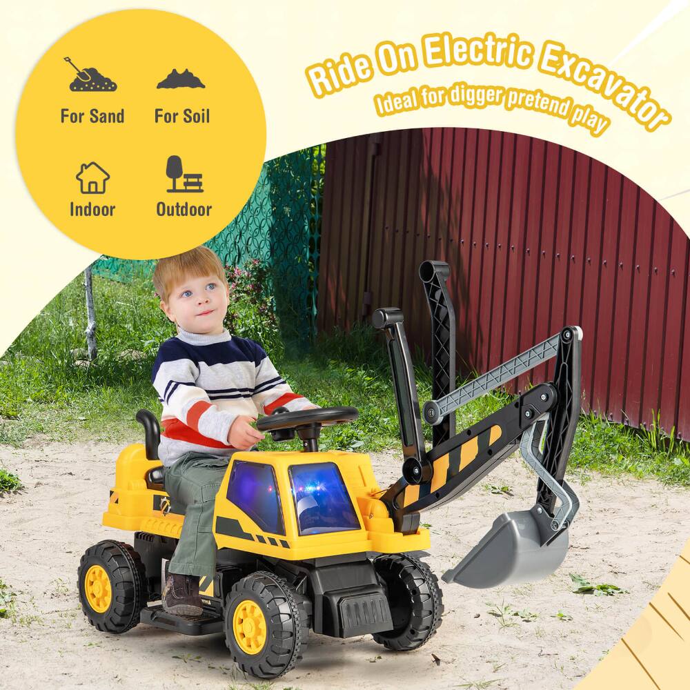 Ride On Electric Excavator  
Ideal for digger pretend play  

For Sand  
For Soil  
Indoor  
Outdoor
