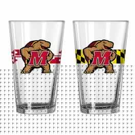Logo Brands - Maryland Terrapins Two-Pack Maryland Flag 16oz. Pint Glass Set - Multicolor