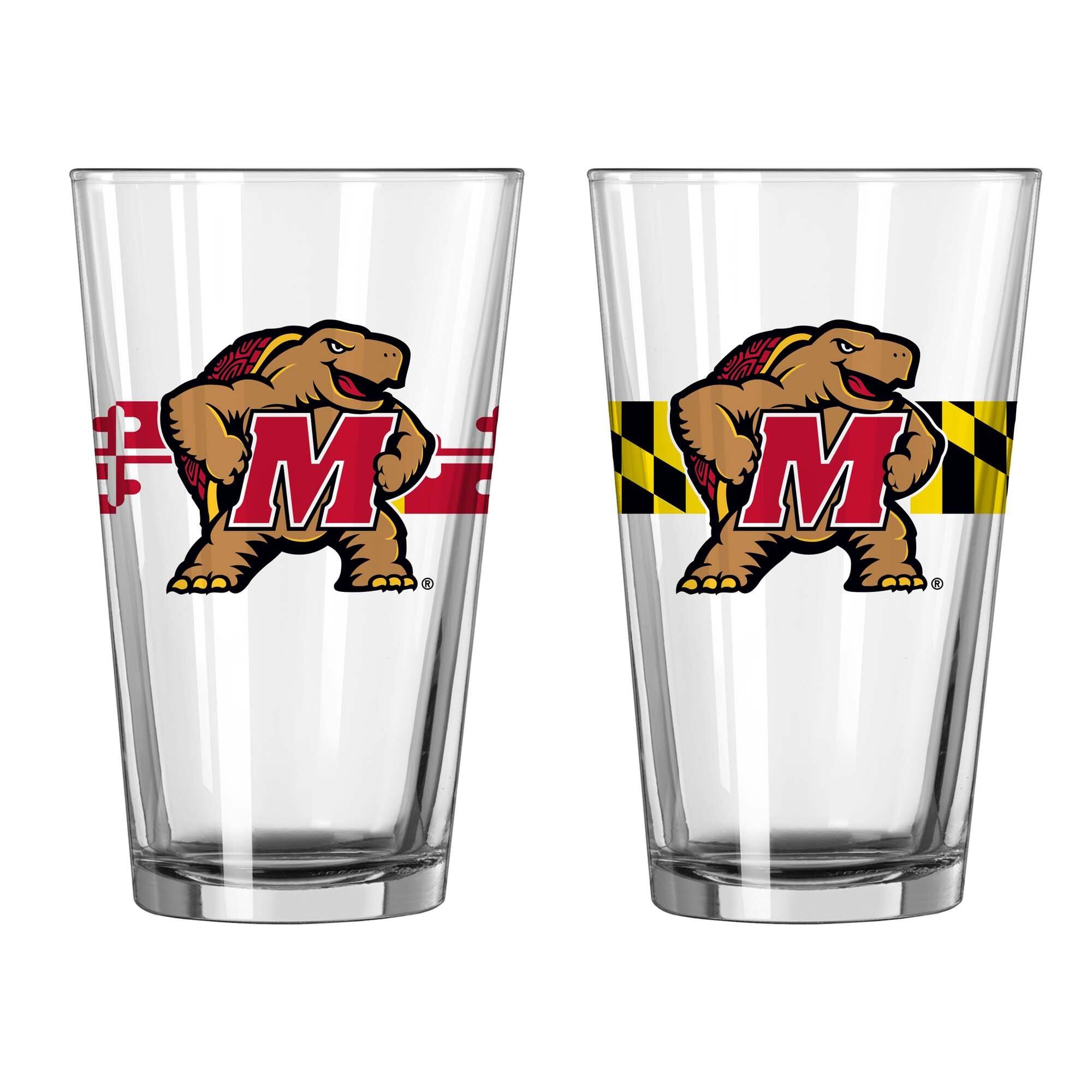 Front. Logo Brands - Maryland Terrapins Two-Pack Maryland Flag 16oz. Pint Glass Set - Multicolor.