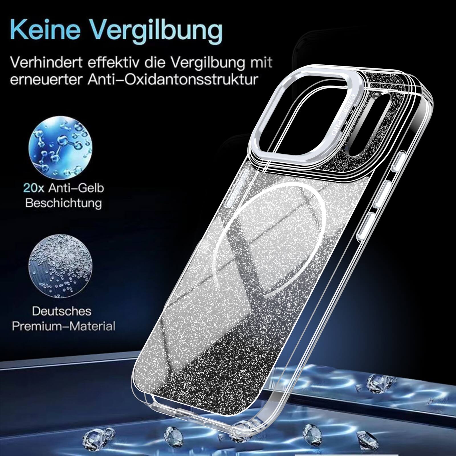 Keine Vergilbung  
Verhindert effektiv die Vergilbung mit erneuerter Anti-Oxidantonsstruktur  
20x Anti-Gelb Beschichtung  
Deutsches Premium-Material