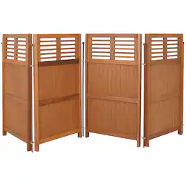 Sunnydaze - Meranti Wood/Teak Oil Finish Folding Privacy Screen - 44 in - Brown