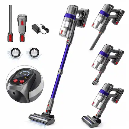 Front. WHALL - WHALL Cordless Stick Vacuum,35KPa Suction,60‑Min Runtime,3‑Speed,Wall‑Mount Charge for Hard Floors & Carpets.