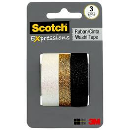 3M - Scotch Expressions Glitter Tape, 3 Rolls, Assorted Sizes, Great for Decorating and Crafts (C1017-3-P7)