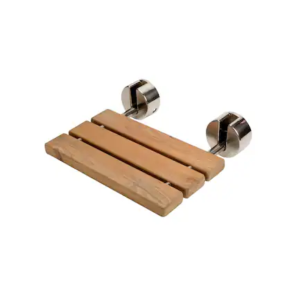 Front. Alfi - ABS16R 16 Inch Folding Teak Wood Shower Seat Bench - Brown.