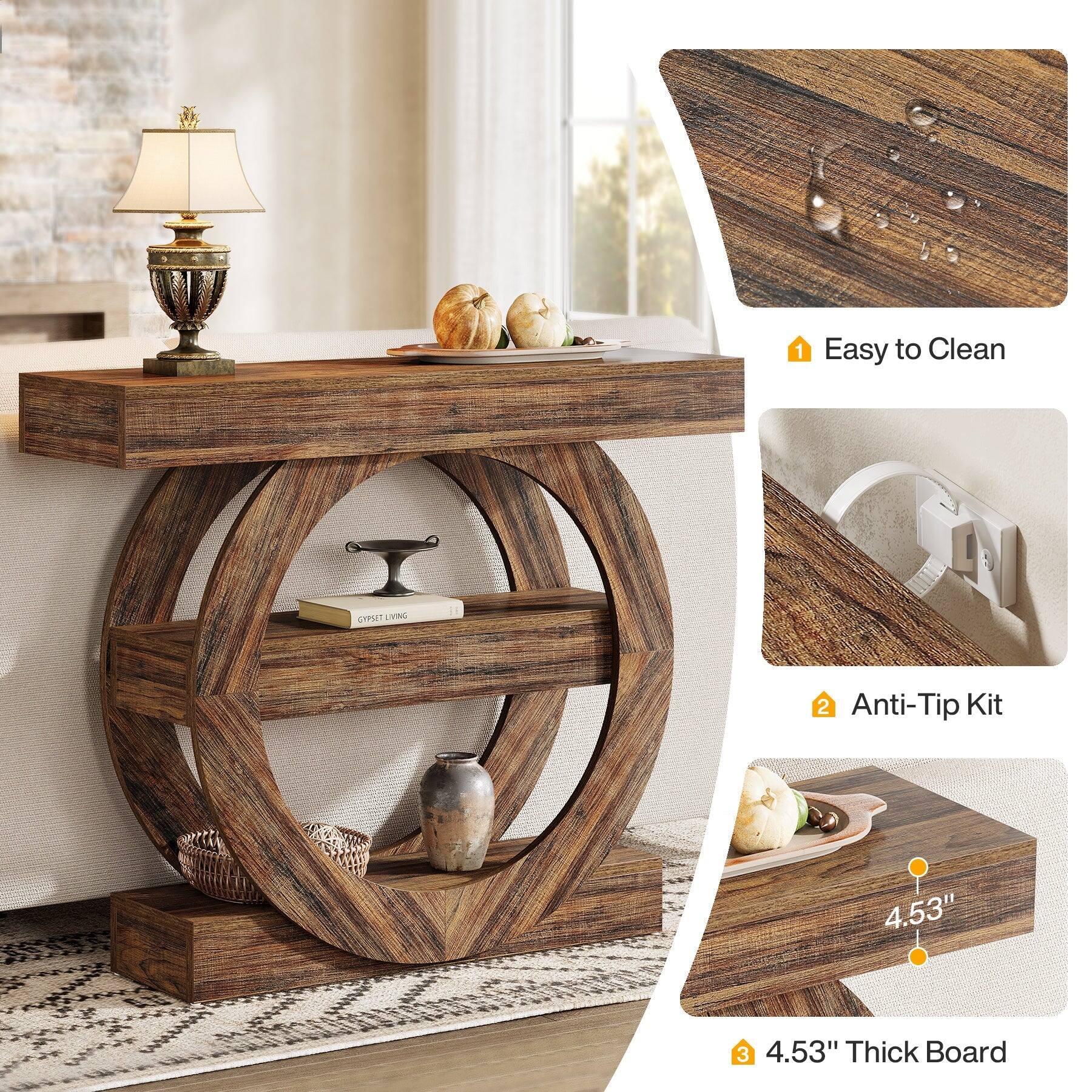 1. Easy to Clean
2. Anti-Tip Kit
3. 4.53" Thick Board
