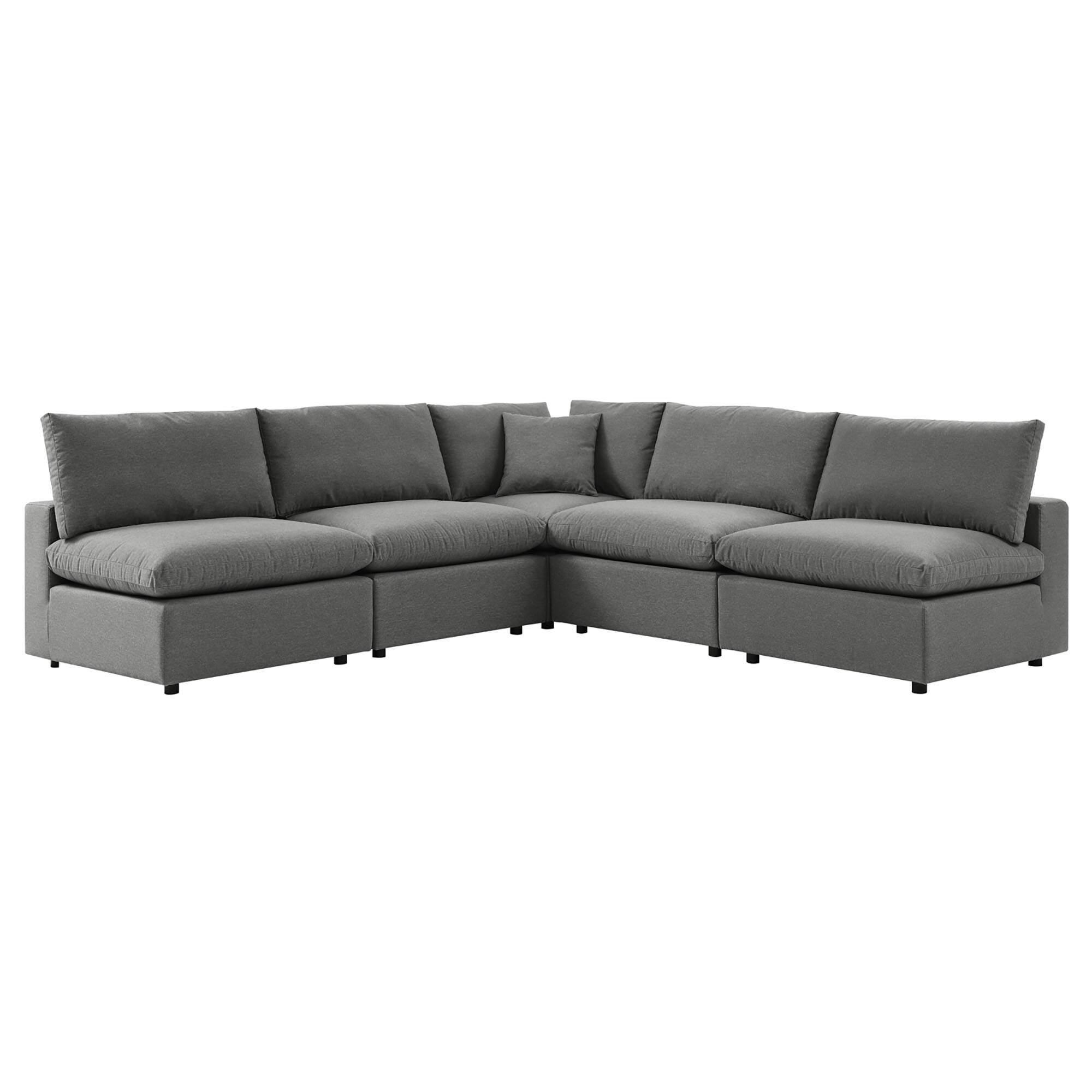 Commix 5 Piece Outdoor Patio Sectional Sofa by Modway Charcoal EEI-5587 ...