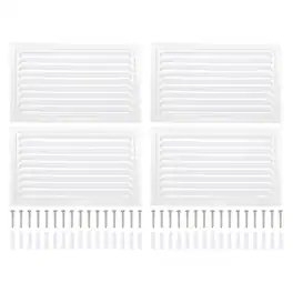 Unique Bargains - 8"x12" Attic Soffit Vent, 4pcs Aluminum Alloy HVAC Air Vent Cover with Screen Mesh and Screw for Wall Ceiling Attic - White