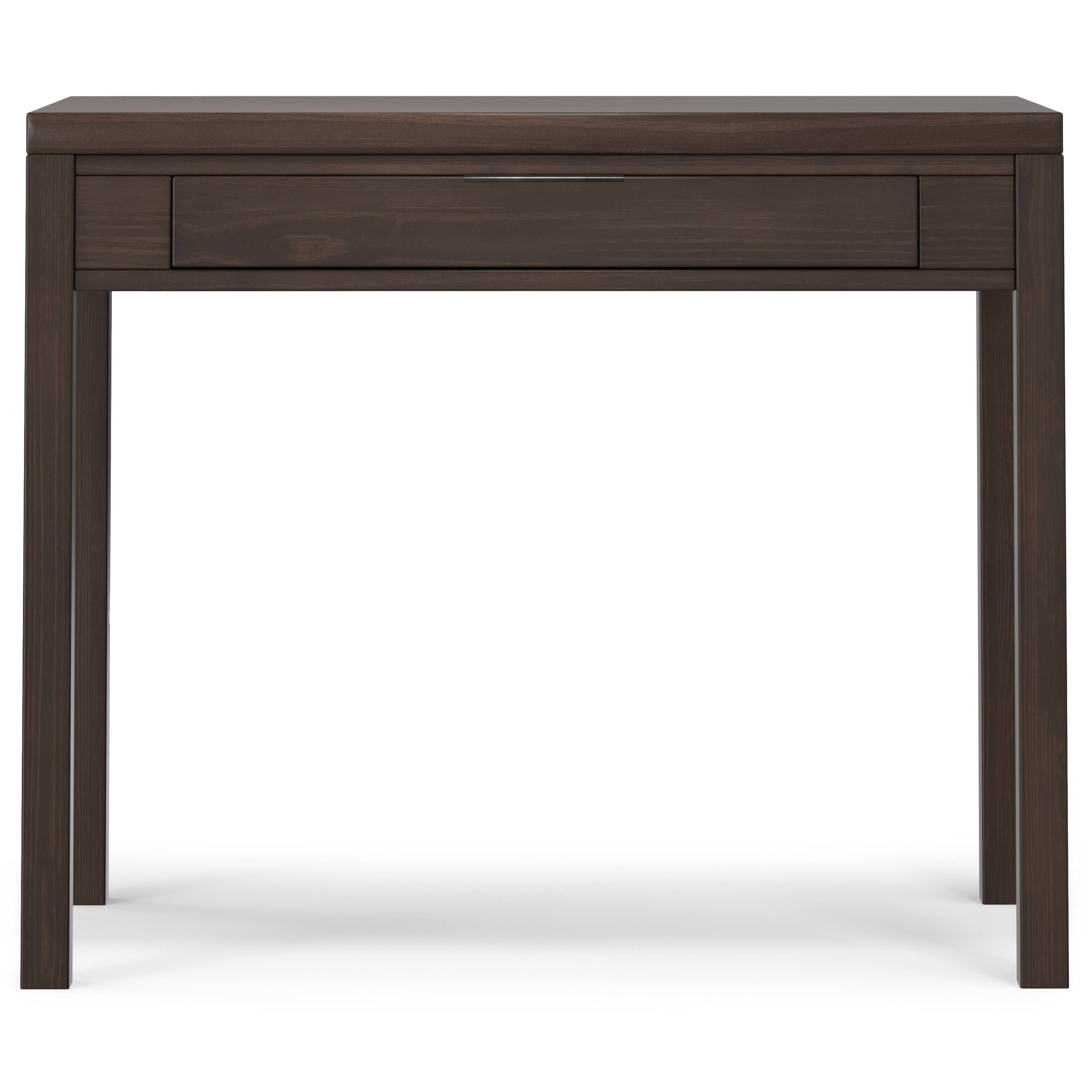 Left. Simpli Home - Hollander 38 inch Wide Solid Wood Small Desk in Warm Walnut Brown - Warm Walnut Brown.