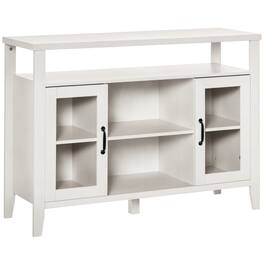 Homcom - Farmhouse Sideboard Coffee Bar with 2 Glass Doors, Anti-Topple - White