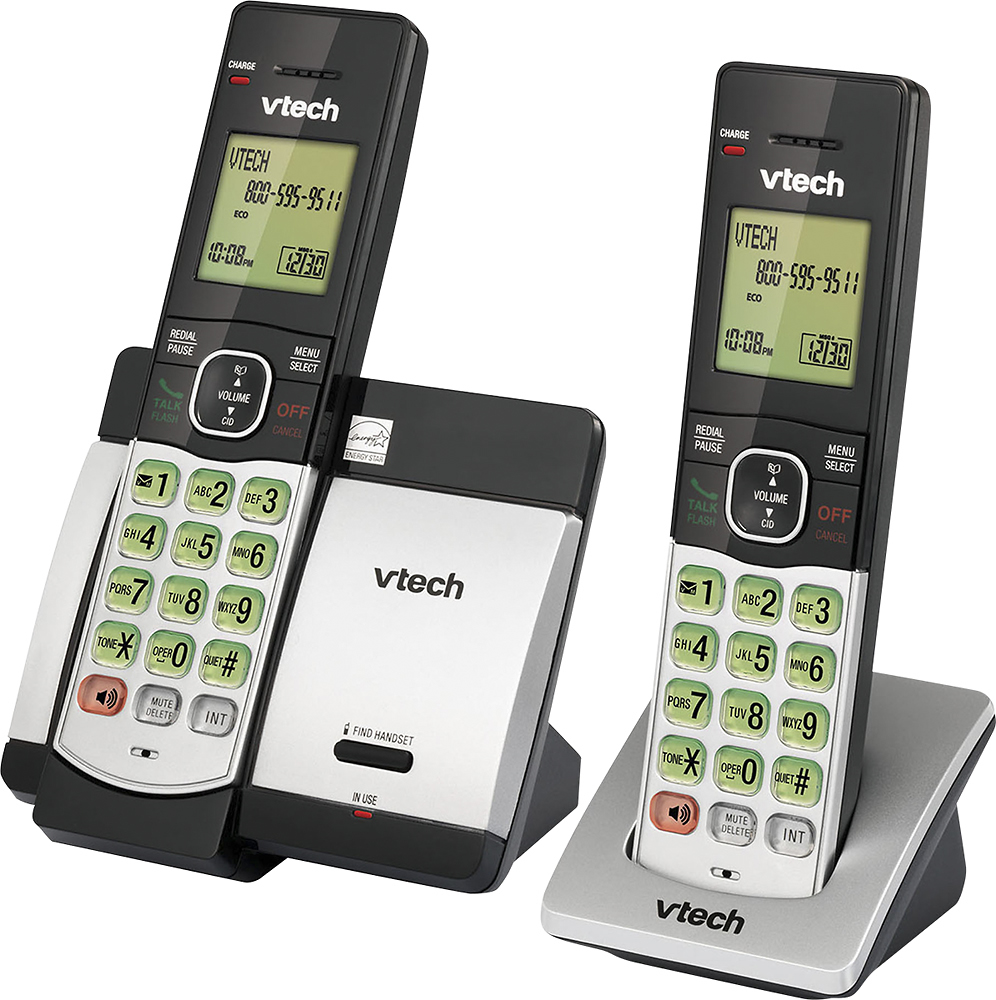 Left View: VTech - CS5119-2 DECT 6.0 Expandable Cordless Phone System - Gray/Black