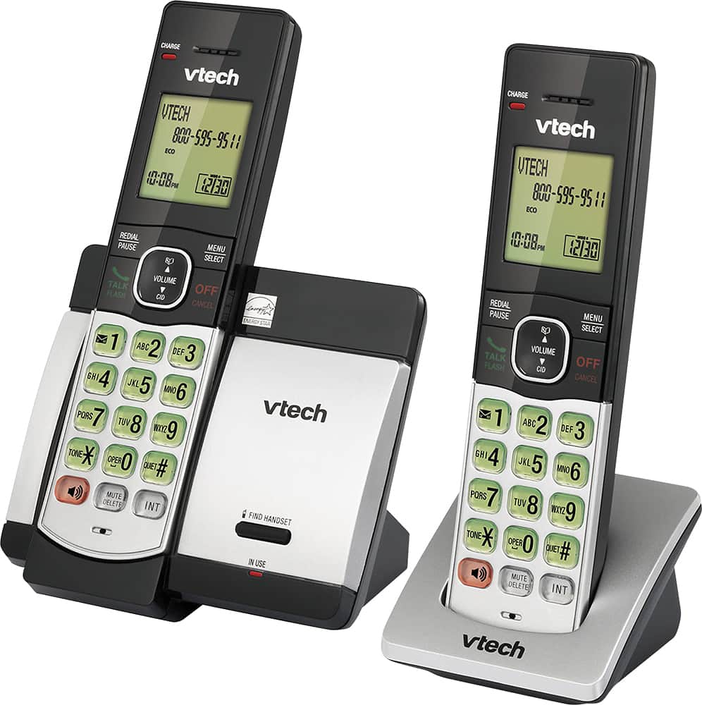 Left. VTech - CS5119-2 DECT 6.0 Expandable Cordless Phone System - Gray/Black.