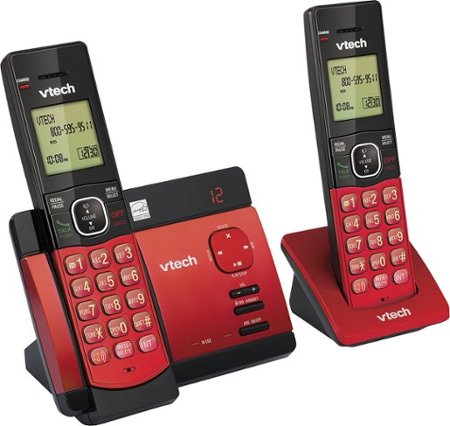 VTech - CS5129-26 DECT 6.0 Expandable Cordless Phone System with Digital Answering System - Black; Red