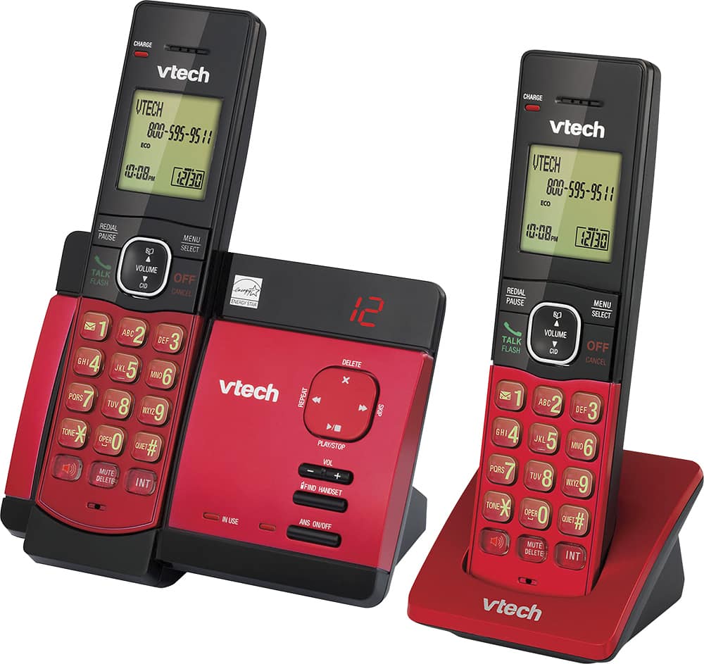 Left. VTech - CS5129-26 DECT 6.0 Expandable Cordless Phone System with Digital Answering System - Black; Red.